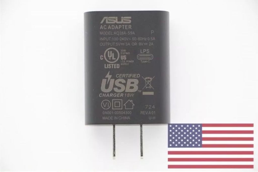 Asus ADAPTER 18W PD 5V/9V BKTYPEC US TYPE
