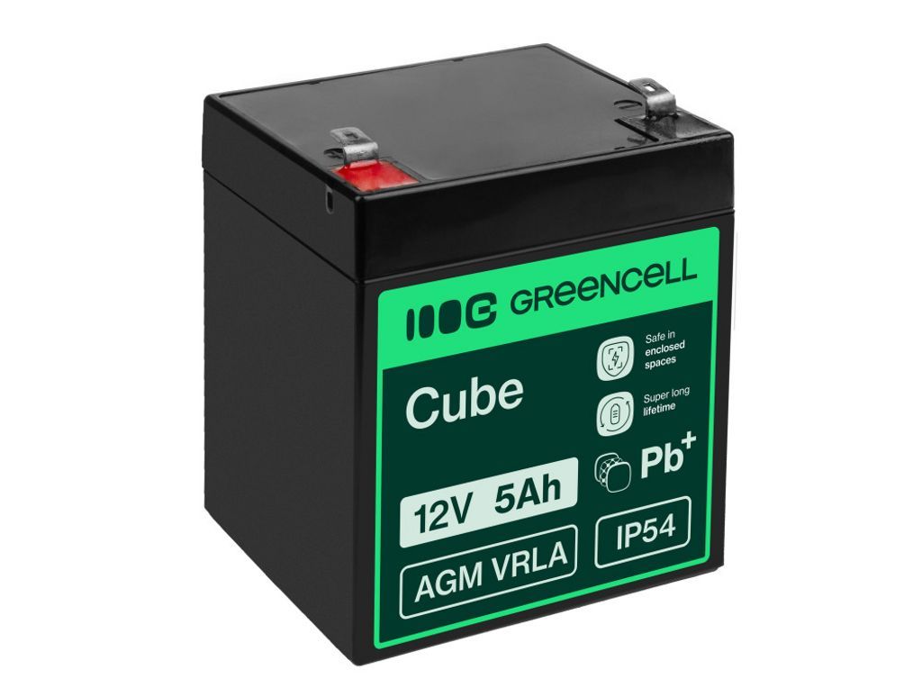 Green Cell AGM VRLA 12V 5Ah maintenance-free battery for alarm system, cash register, toys