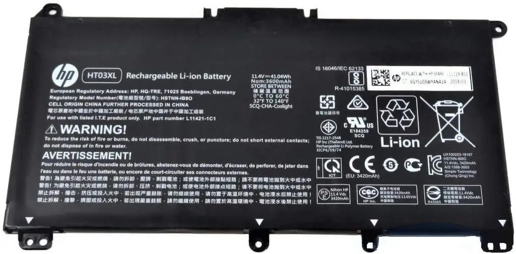 HP ASSY-BATT 3C 41W 3.6A LI HT03041XL-PR+PL