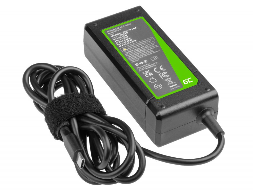 Green Cell PRO USB-C Laddare 20V 3.25A 65W – För Lenovo, Acer, Asus, HP mfl