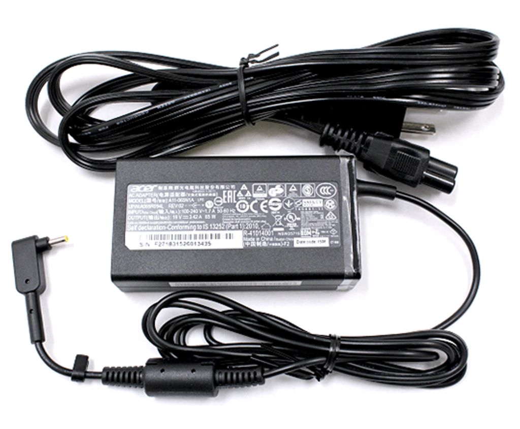 Acer 65W Strömadapter Kit med Nätkabel (Liten Gul Kontakt)