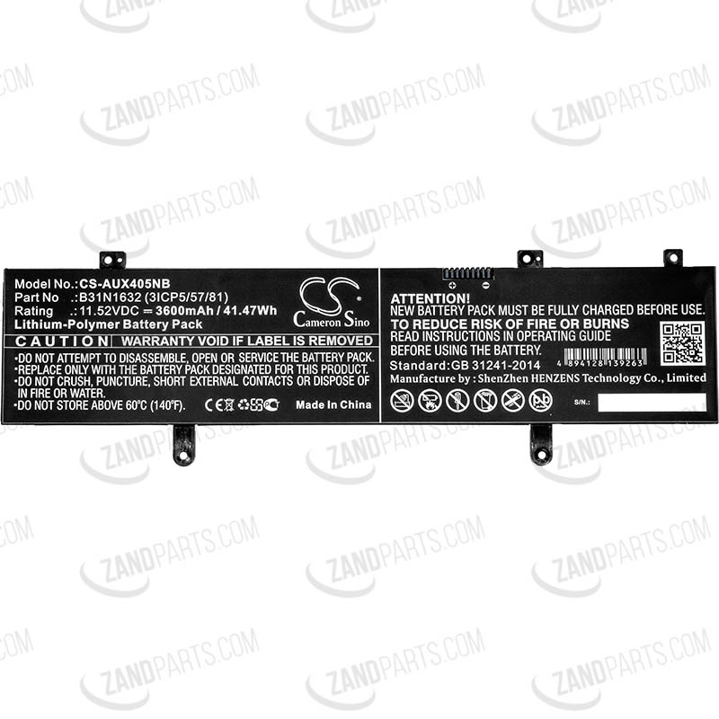 Zand Parts Battery for Asus (11.52V Li-Polymer 3600mAh/41.47Wh)