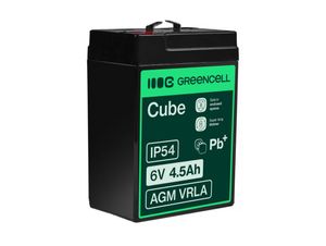 Green Cell AGM VRLA 6V 4.5Ah maintenance-free battery for alarm system, cash register, toys