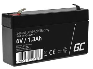 Green Cell 6V 1.3Ah VRLA Battery - Maintenance-Free for Alarms & Toys