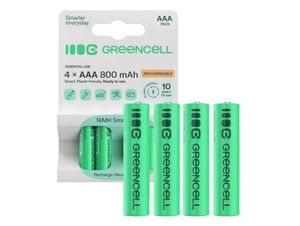 Green Cell Rechargeable AAA Batteries 800mAh, 1.2V, 4-pack