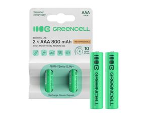 Green Cell Rechargeable AAA Batteries 800mAh, 1.2V, 2-pack