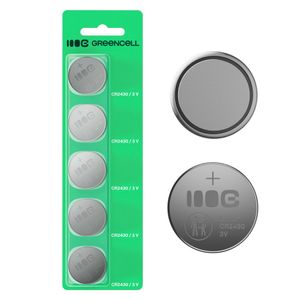 Greencell Lithium Button Cell Battery CR2430 3V 290mAh, 5-pack